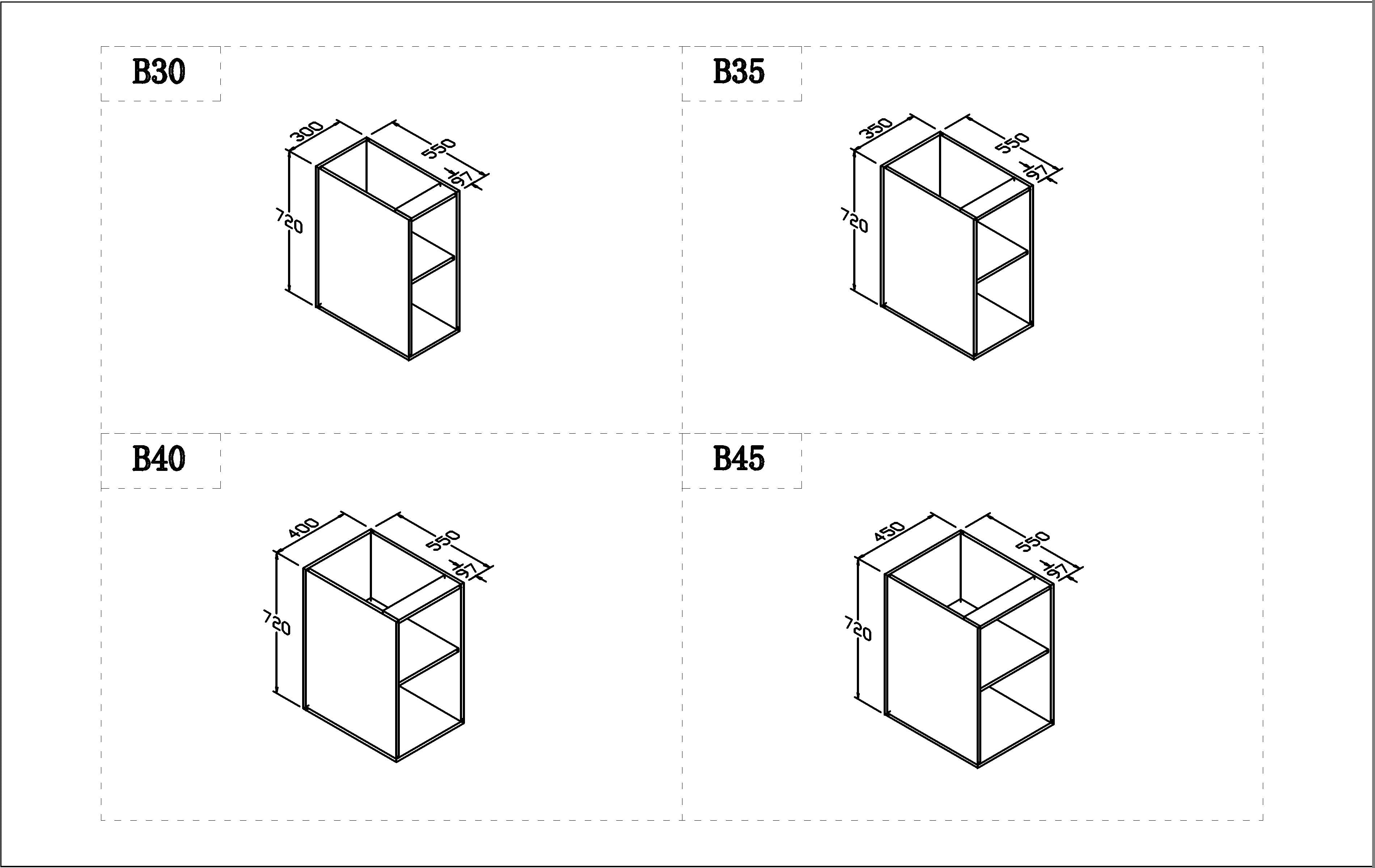 2pac White Gloss Base Cabinet Unit (200MM-1000MM)