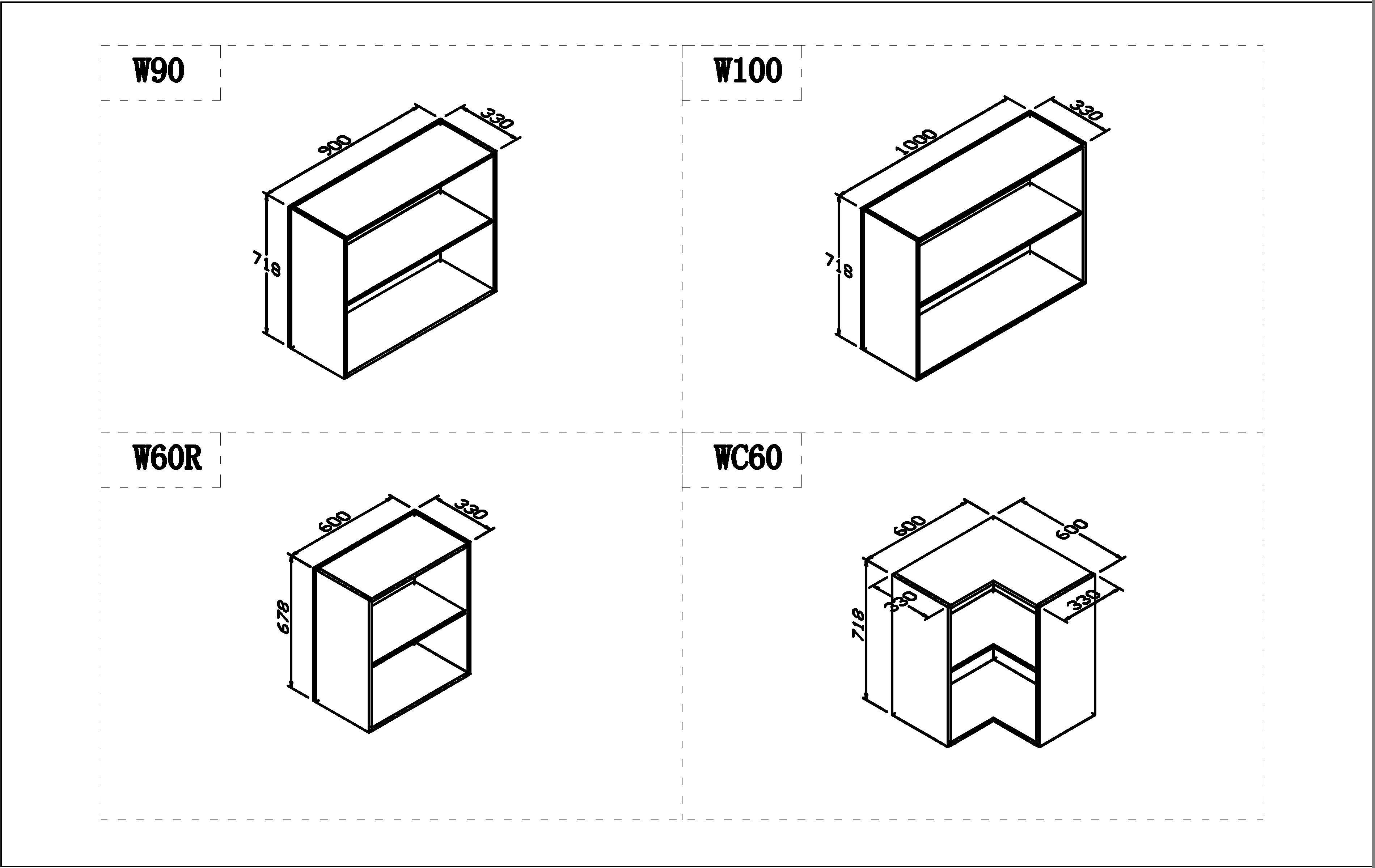 2pac White Gloss Wall Cabinet Unit (200MM-900MM) Suitable to 2400mm Tall Cabinets